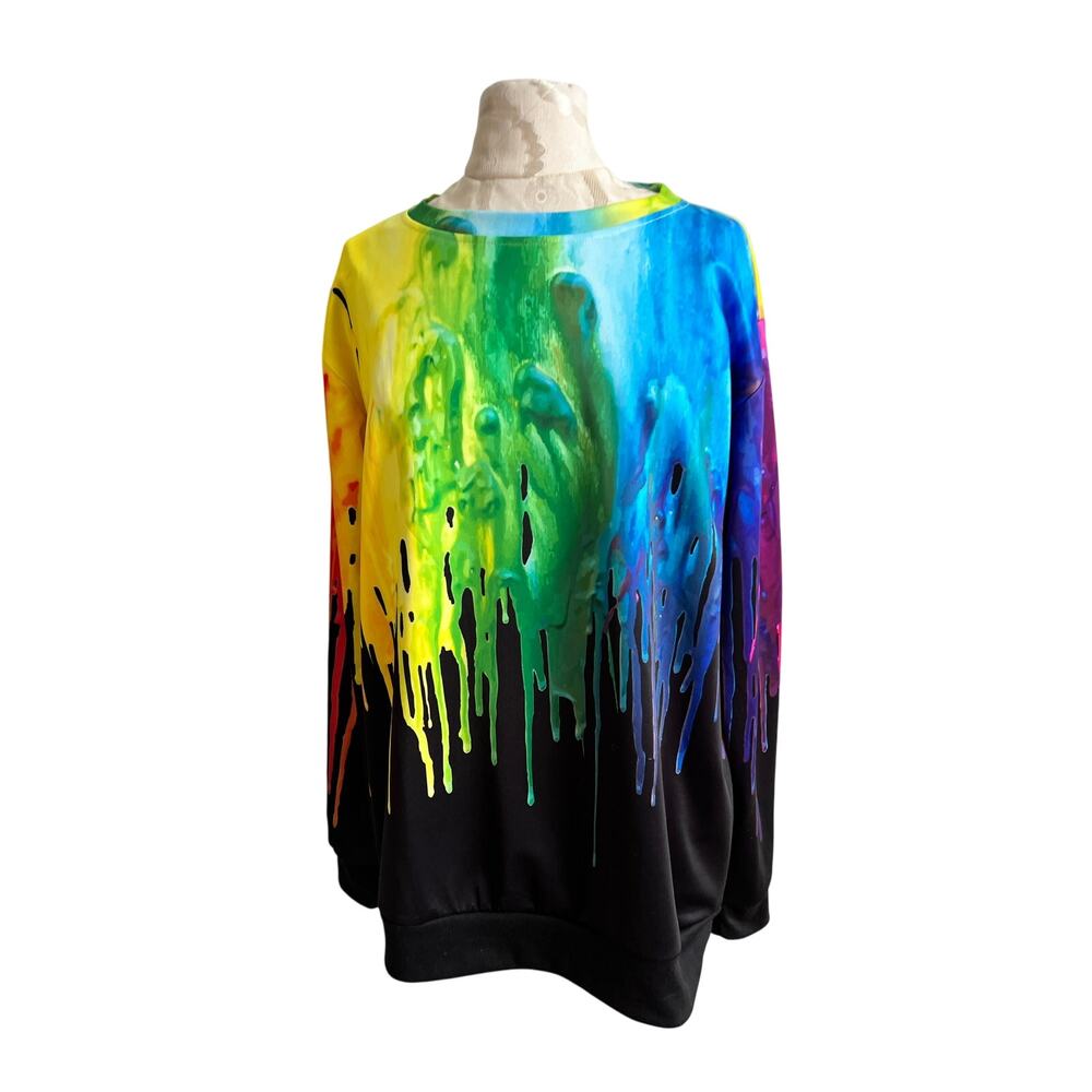 Laidipas Paint Splatter Graphic Sweatshirt Size Large
